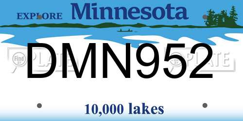 DMN952 Minnesota License Plate