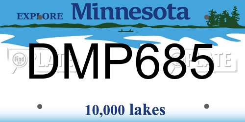 DMP685 Minnesota License Plate