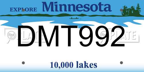 DMT992 Minnesota License Plate