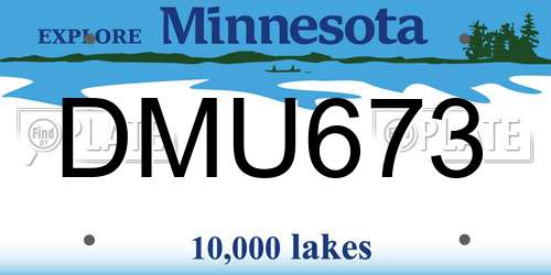 DMU673 Minnesota License Plate
