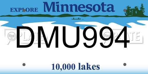 DMU994 Minnesota License Plate