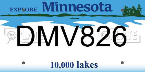 DMV826 Minnesota License Plate