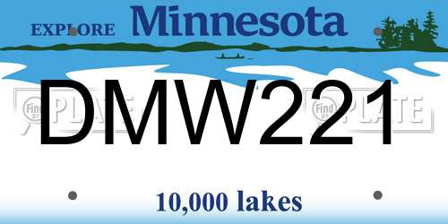 DMW221 Minnesota License Plate