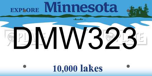 DMW323 Minnesota License Plate