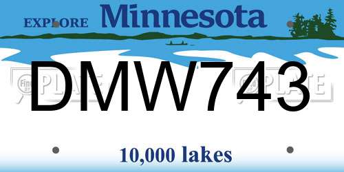 DMW743 Minnesota License Plate