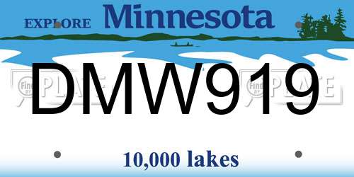 DMW919 Minnesota License Plate