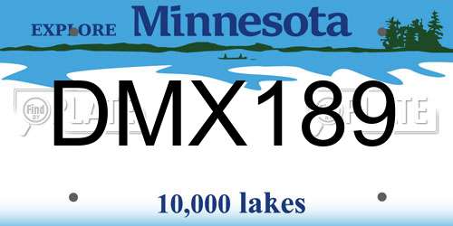 DMX189 Minnesota License Plate