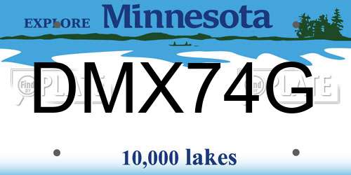 DMX74G Minnesota License Plate