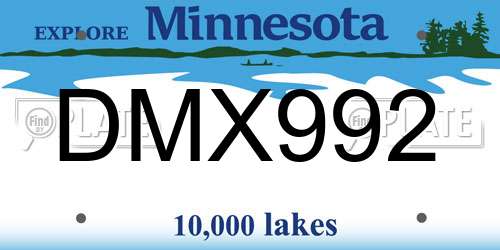 DMX992 Minnesota License Plate