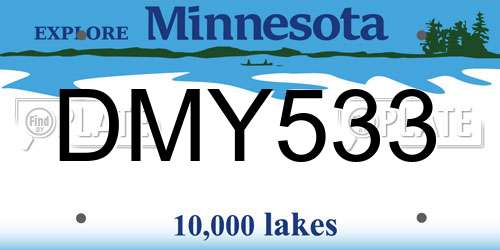 DMY533 Minnesota License Plate