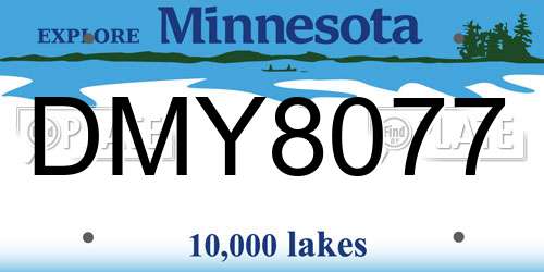 DMY8077 Minnesota License Plate
