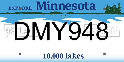 DMY948 Minnesota License Plate