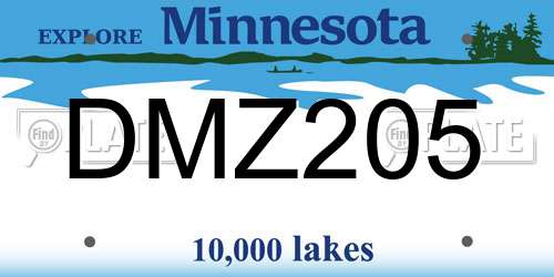 DMZ205 Minnesota License Plate