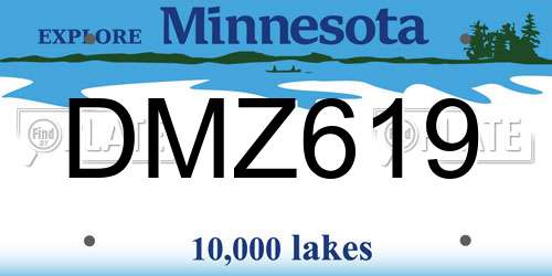 DMZ619 Minnesota License Plate