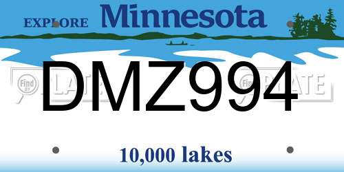 DMZ994 Minnesota License Plate