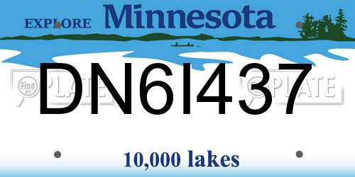 DN6I437 Minnesota License Plate