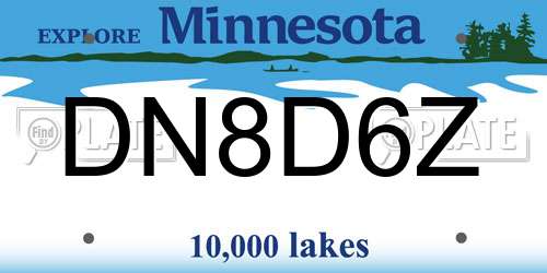 DN8D6Z Minnesota License Plate