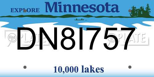 DN8I757 Minnesota License Plate