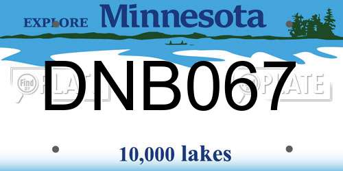 DNB067 Minnesota License Plate