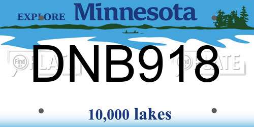 DNB918 Minnesota License Plate