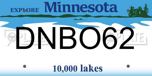 DNBO62 Minnesota License Plate