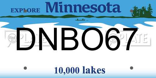 DNBO67 Minnesota License Plate
