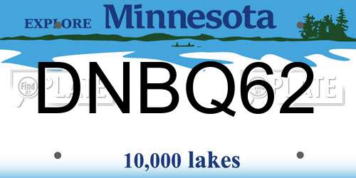 DNBQ62 Minnesota License Plate
