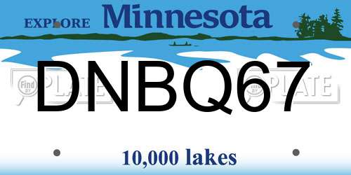 DNBQ67 Minnesota License Plate