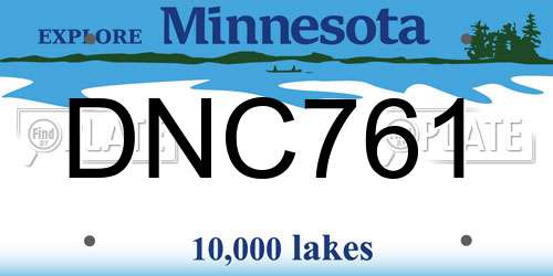 DNC761 Minnesota License Plate