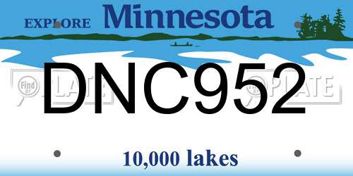 DNC952 Minnesota License Plate