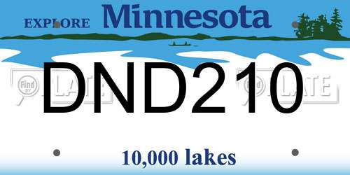 DND210 Minnesota License Plate