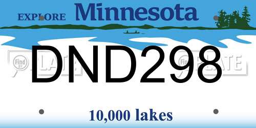 DND298 Minnesota License Plate