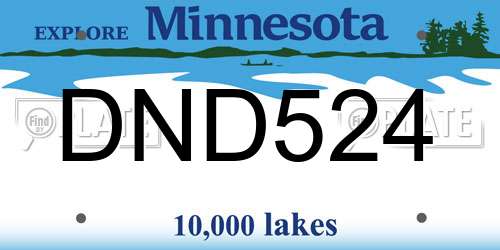 DND524 Minnesota License Plate