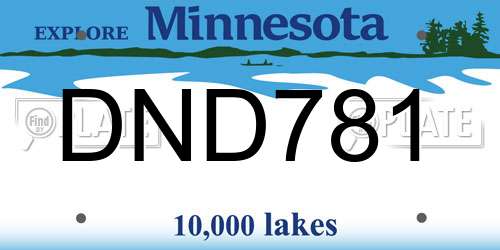 DND781 Minnesota License Plate