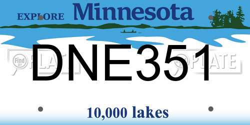 DNE351 Minnesota License Plate