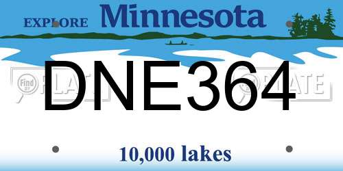 DNE364 Minnesota License Plate