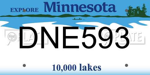 DNE593 Minnesota License Plate