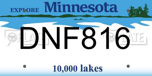 DNF816 Minnesota License Plate