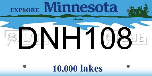 DNH108 Minnesota License Plate