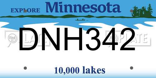DNH342 Minnesota License Plate