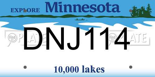 DNJ114 Minnesota License Plate