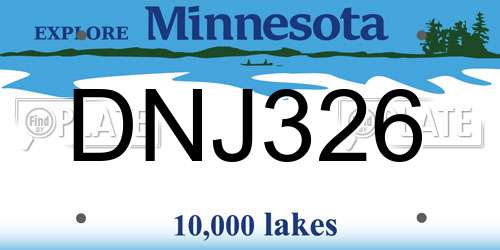 DNJ326 Minnesota License Plate