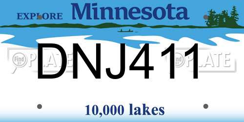 DNJ411 Minnesota License Plate