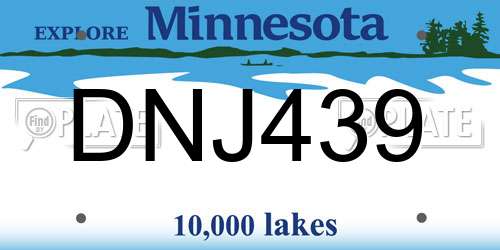 DNJ439 Minnesota License Plate