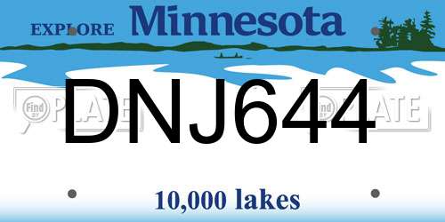 DNJ644 Minnesota License Plate