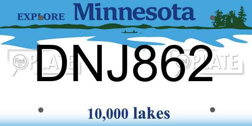 DNJ862 Minnesota License Plate