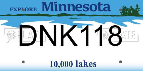 DNK118 Minnesota License Plate