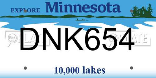 DNK654 Minnesota License Plate