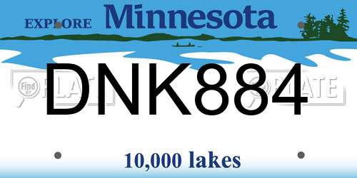 DNK884 Minnesota License Plate