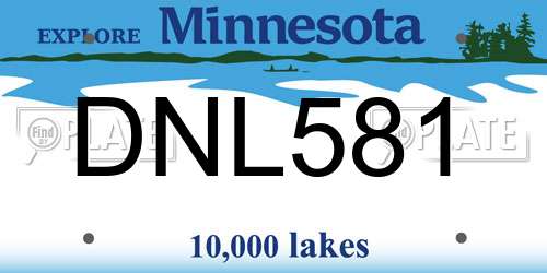 DNL581 Minnesota License Plate